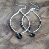 "I Am Empowered" Black Spinel Oval Silver Earrings