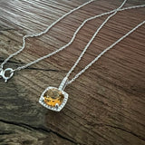 My Life is Abundant:  Natural Citrine & Diamond Halo Necklace