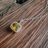 My Life is Abundant:  Natural Citrine & Diamond Halo Necklace