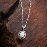 I Create My Life: Opal and Diamond Halo Necklace