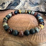 men's boho style bracelet with tiger eye and pyrite