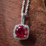 diamond and ruby necklace halo style 