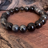 sugilite and smoky quartz mens cancer bracelet