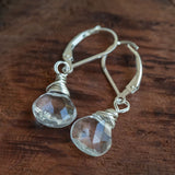 quartz crystal small silver earrings for protection