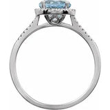 Sterling Silver Natural Sky Blue Topaz & Diamond Ring