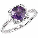 photo of Halo Style Sterling Silver Natural Amethyst