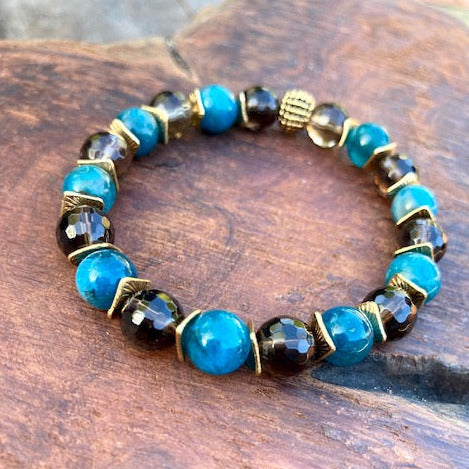 Blue Apatite, Smoky Quartz and Labradorite Bracelet - Positively Me Boutique