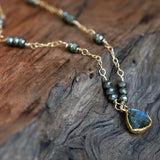 photo of Labradorite and Pyrite Gold Gemstone Necklace