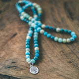 photo of Larimar, Blue Apatite and Riverstone Mala Style Wrap Bracelet