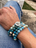 photo of Larimar, Blue Apatite and Riverstone Mala Style Wrap Bracelet