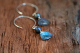 photo of Trillion Cut Labratorite Silver V-Style Earrings