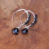 Elevate Your Energy: Black Onyx and Black Spinel V-Style Silver Earrings