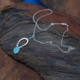 hexagon shape blue chalcedony silver necklace
