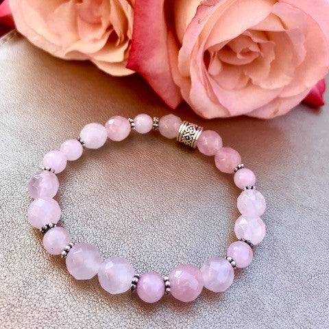 Pink Quartz Flower Bead Bracelet