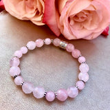 photo of Rose Quartz Bracelet with Silver Beads