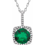 emerald and diamond sterling silver fine jewelry necklace