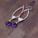 birthstone amethyst gold wirewrapped earrings