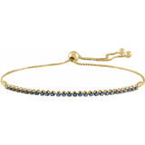 14K Natural Blue Sapphire Adjustable Bolo Bracelet in Rose, Yellow or White Gold