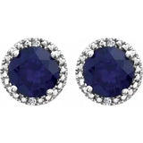Blue Sapphire and Diamond Stud Earrings