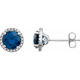 Blue Sapphire and Diamond Stud Earrings