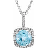 Natural Sky Blue Topaz and Diamond Sterling Silver Necklace