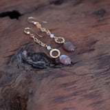 Nourishing the Soul: Peach and Rainbow Moonstone Gold Dangle Earrings