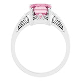 2 Ct. Emerald Cut Natural Pink Tourmaline Ring 14k White Gold