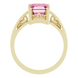2 Ct. Emerald Cut Natural Pink Tourmaline Ring 14k Yellow Gold