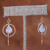 Rainbow Moonstone Circular Gold Earrings