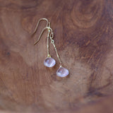 rose quartz gold chain earrings