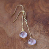 rose quartz gold chain earrings