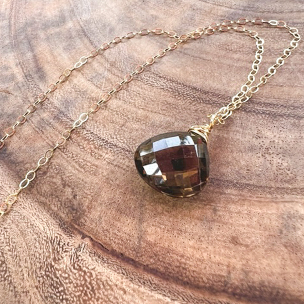 Smoky Quartz High Vibration Gold Spiritual Necklace - Positivity