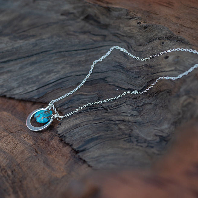 Turquoise Silver Chakra Necklace, Rei of Light Jewelry