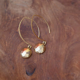 v-style gold circle disc earrings