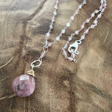 The Quiet Fire Within – Rhodonite & Strawberry Quartz Silver Necklace