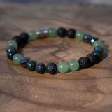 Earthbound Resolve | Men’s Adventurine, Bloodstone, Hematite, & Lava Healing Bracelet