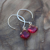 Pink quartz silver earrings for opening ns the heart to love, compassion, and emotional connection