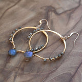 Labradorite earrings for intuition and transformation with pyrite for protection and abundance