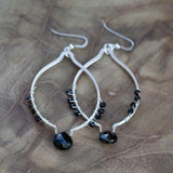 black and silver "I Am Empowered" Oval Silver Earrings 