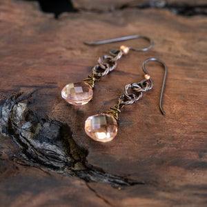 My Heart is Open For Love: Morganite Crystal Earrings