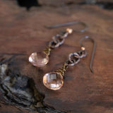 My Heart is Open For Love: Morganite Crystal Earrings