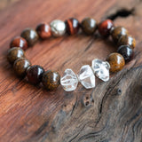 Crystal Energy & Spiritual Power Bracelet with Quartz, Bronzite & Red Tiger Eye