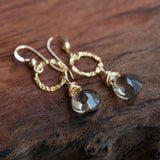 Mind, Body, Spirit- Faceted Smoky Quartz Gold Earrings