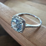 aquamarine and diamond ring in sterling silver 
