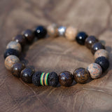 Elemental Ground | Men’s Bronzite, Leopard Skin Jasper & Black Onyx Energy Bracelet