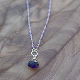 Faceted amethyst pendant with amethyst  rosary style chain, handcrafted in sterling silver, spiritual gemstone necklace and cancer support 