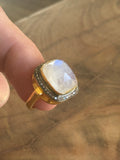 LAST ONE! Rainbow Moonstone and Diamond Ring