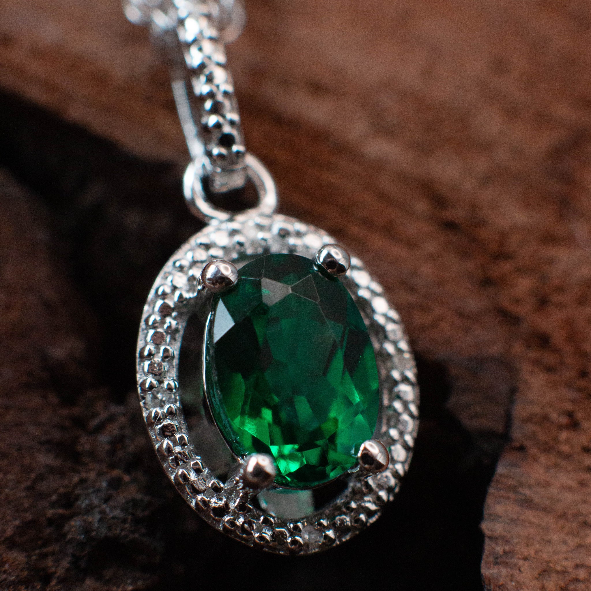 Artist made sterling silver necklace with emerald offers stone 18”