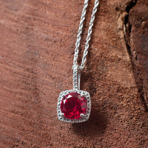 Love, Passion and Vitality: Ruby and Diamond Halo Necklace