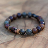 Mens tiger eye bracelet with black onyx and jasper beaded gemstone bracelet
grounding bracelet